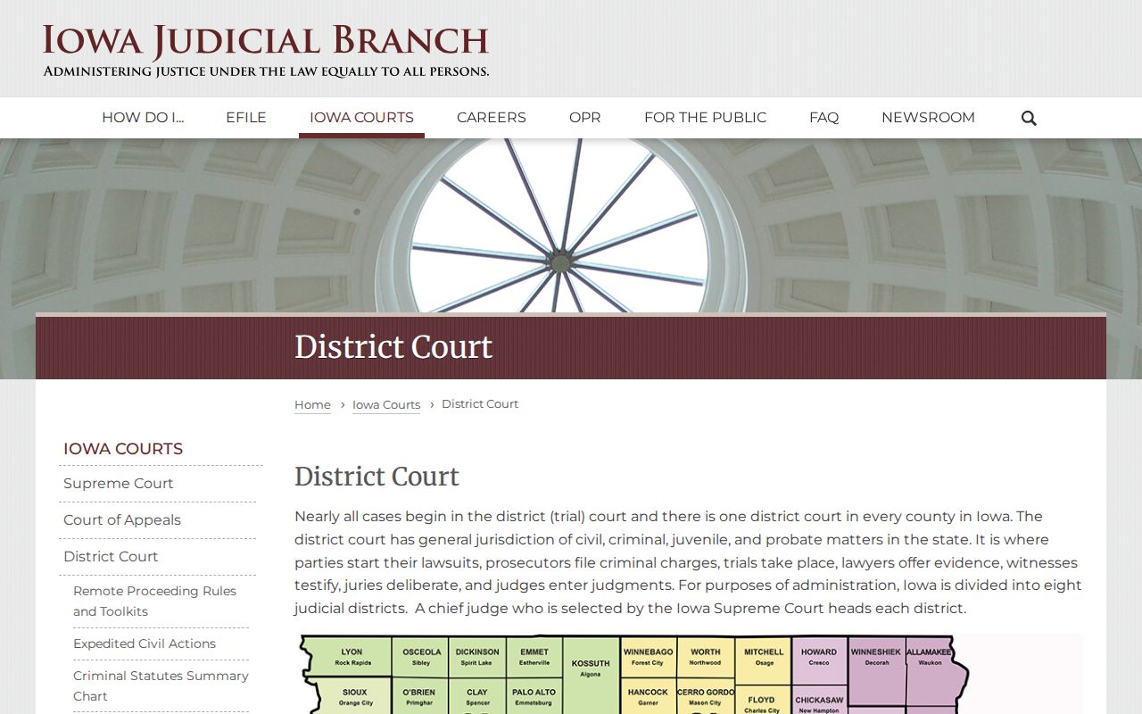 Iowa criminal court cases District Court structure