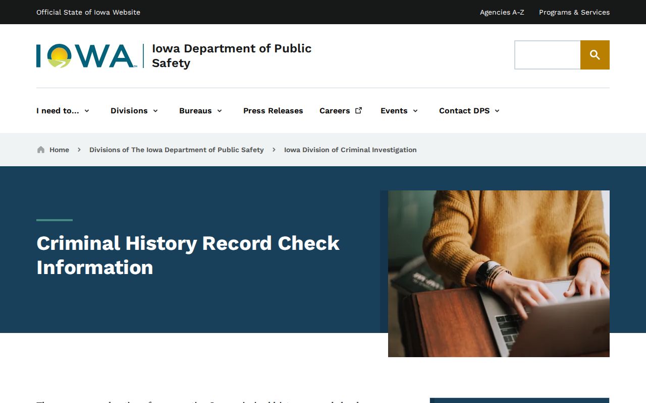 Iowa DCI criminal history record check information