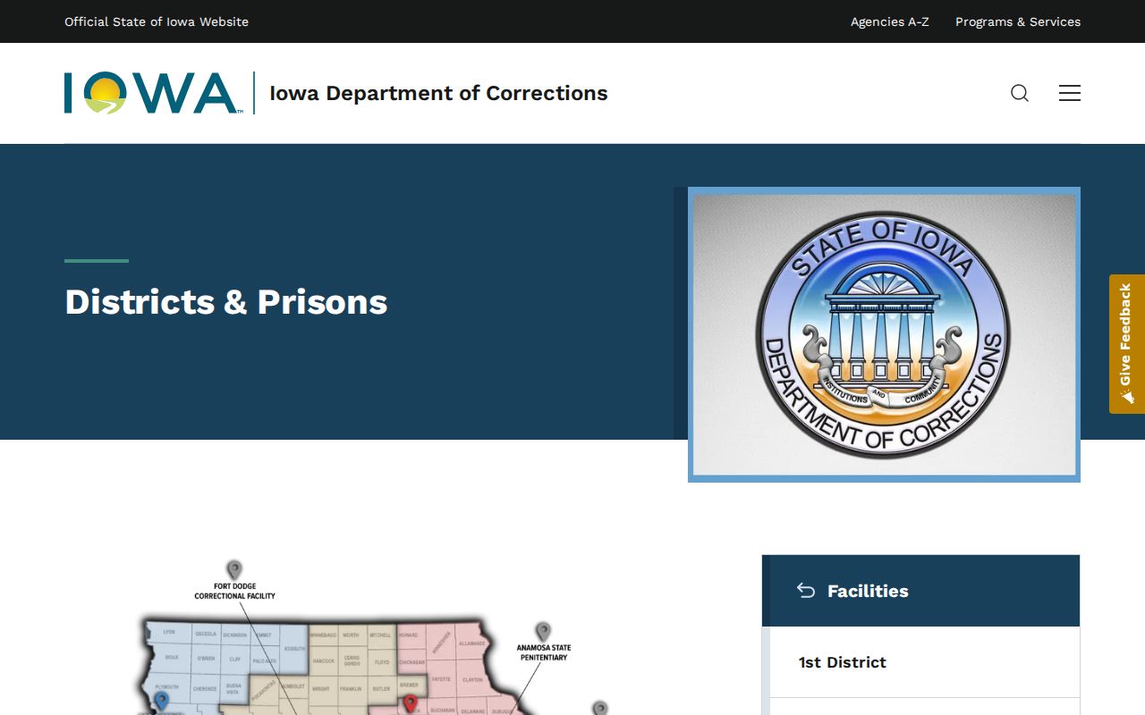 Iowa corrections prisons and supervision districts