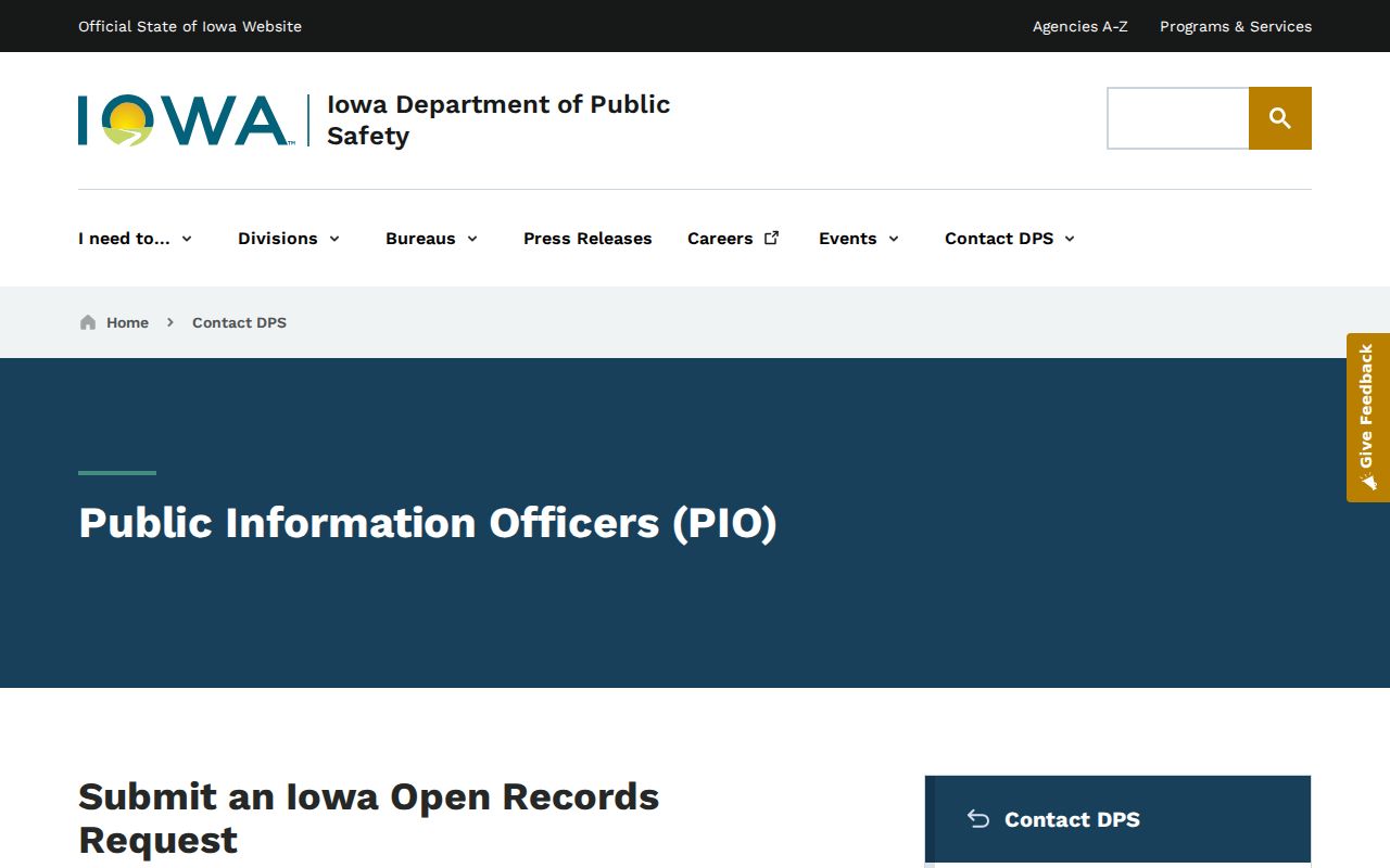 Iowa DPS criminal records request information