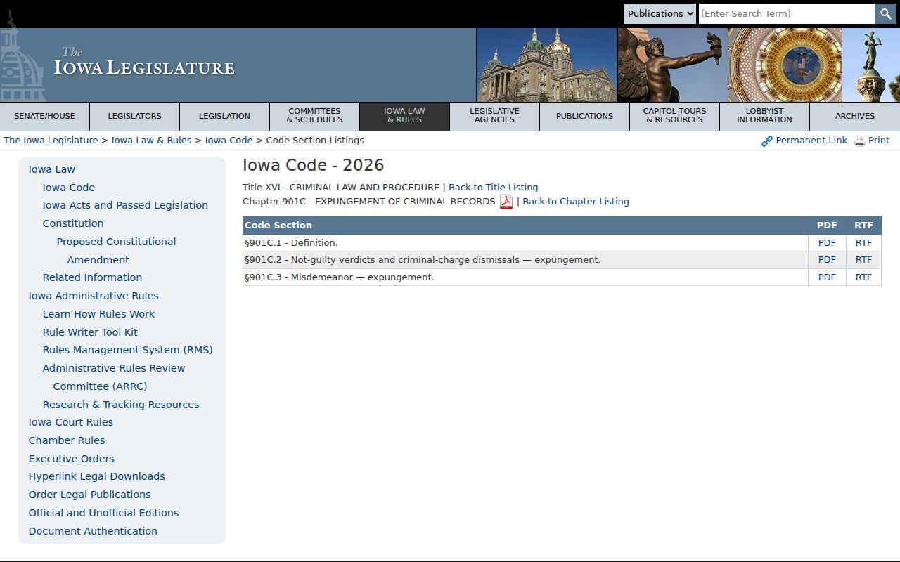 Iowa criminal record expungement law