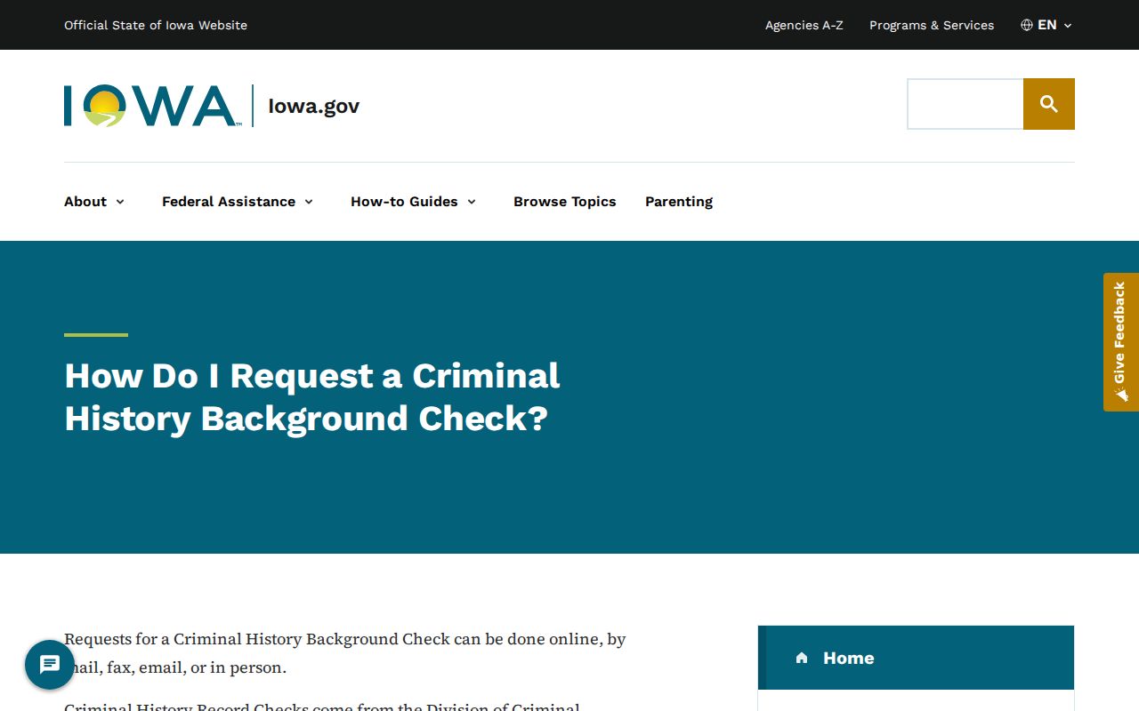 Iowa criminal history request overview