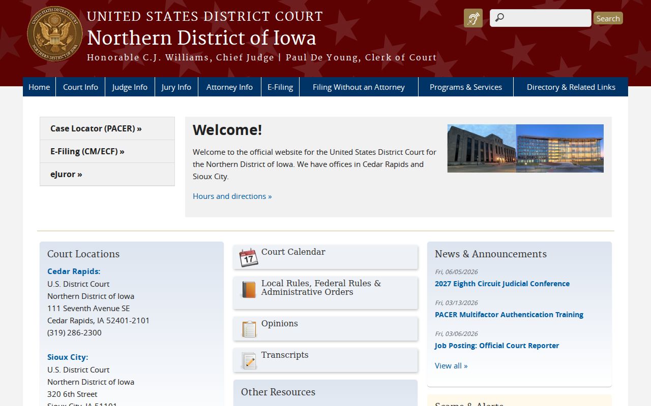 Northern District federal criminal records in Iowa