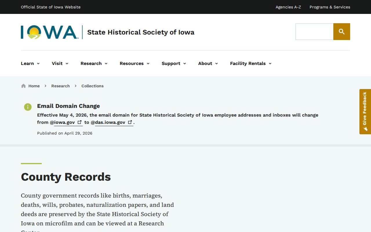 Historic Iowa county criminal records collection