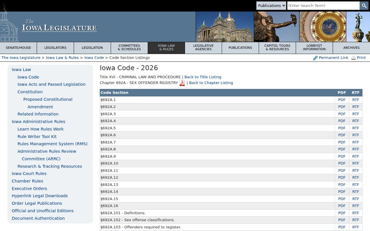 Iowa sex offender registry law chapter 692A
